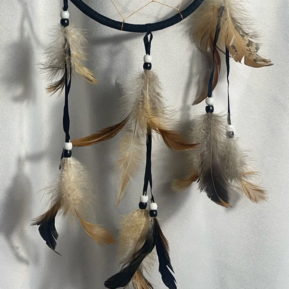 Elegant Black and Brown Dreamcatcher Feathers & Beads